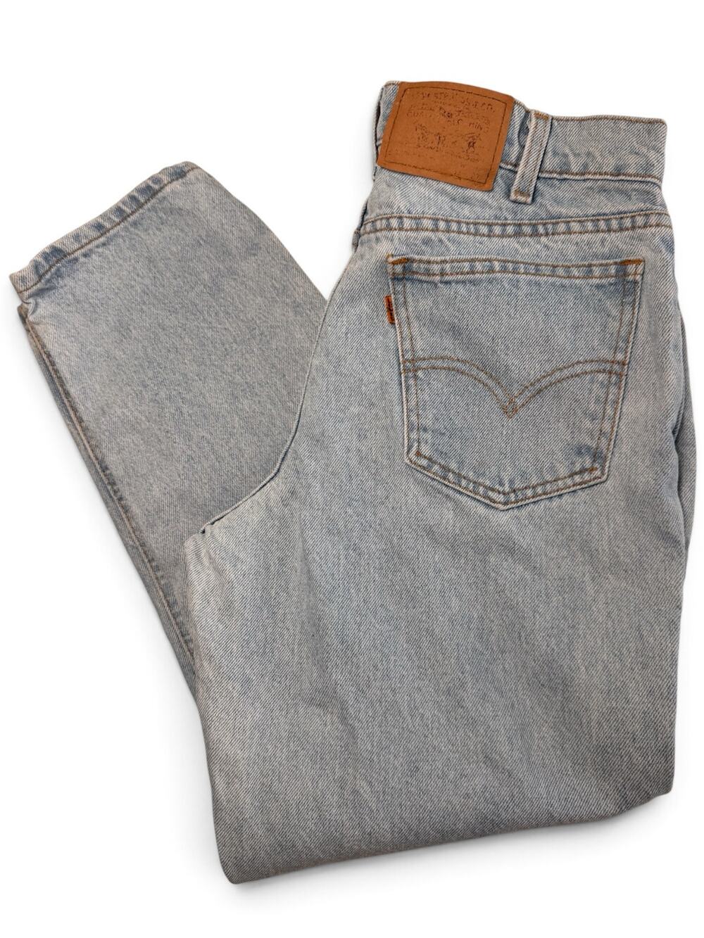 Vintage Levi’s 550 Orange Tab Jeans 31x27 Light Wash Husky Relaxed Fit USA